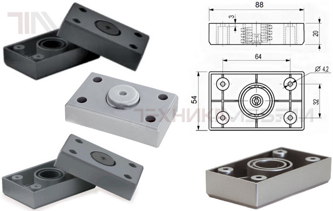 62035 Опора регулируемая прямоугольная под саморезы